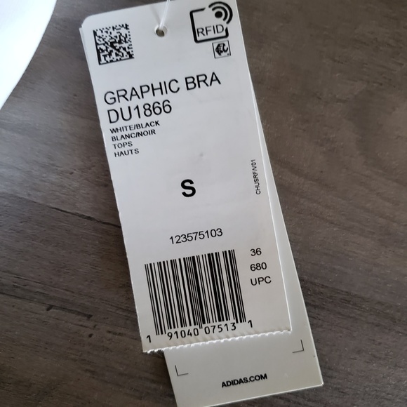 ADIDAS Womens White/Black Sports Bra - Picture 5 of 10